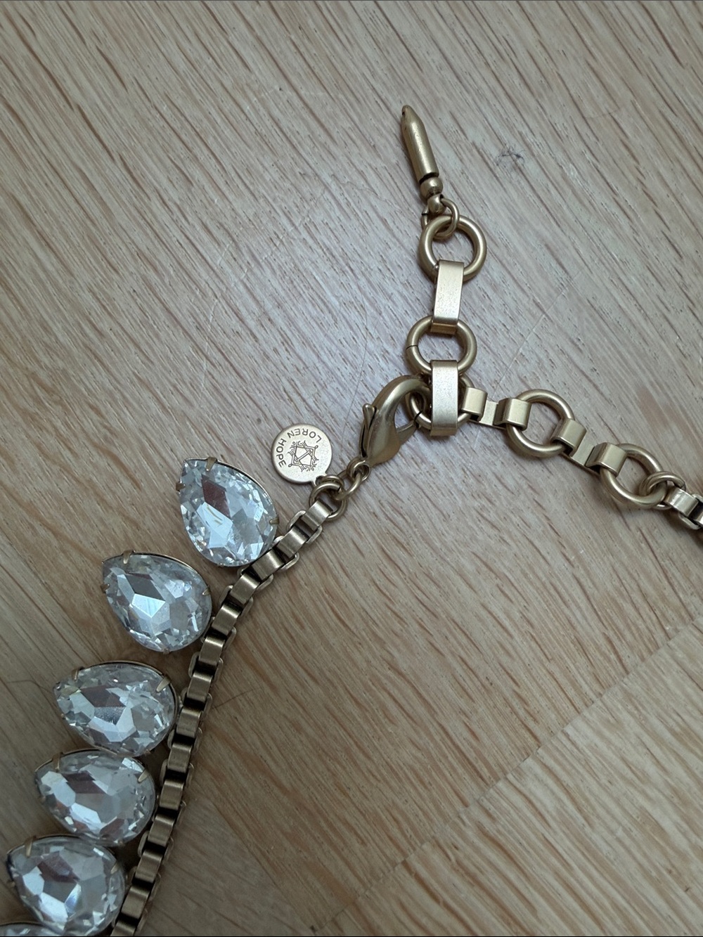 Loren Hope Gold-Tone Necklace with Clear Teardrop Crystals - Picture 2 of 4